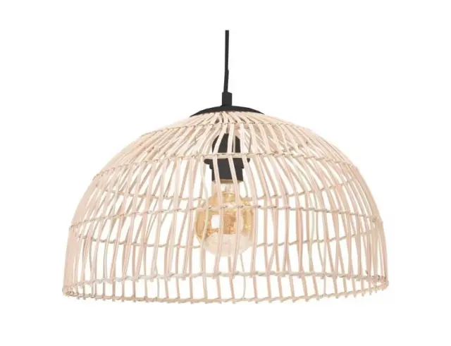 Φωτιστικό οροφής ρεύματος Ξύλο Willow/Rattan με λαμπτήρα Ε27 και διαστάσεις 40x40x22cm - Καφέ HZ1961740 2