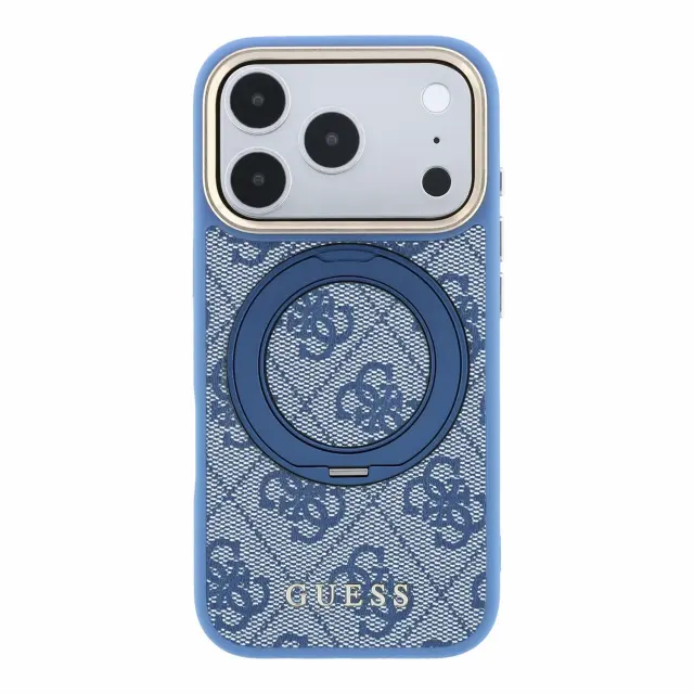 Guess PU 4G Ring Stand MagSafe Case for iPhone 18 Pro Max Blue 3