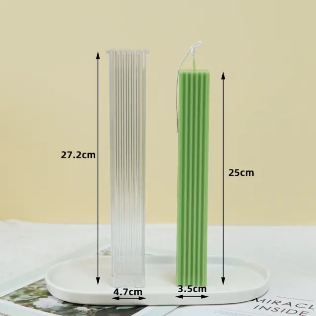 Καλούπι κεριού plexiglass, Λαμπάδα με ραβδώσεις, 27.2x4.7cm 2