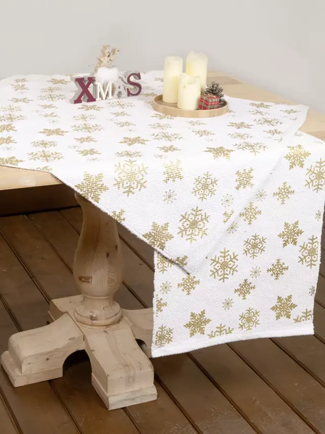 Καρέ 85Χ85 Christmas Nima Glow White-Gold 100% βαμβακερό
