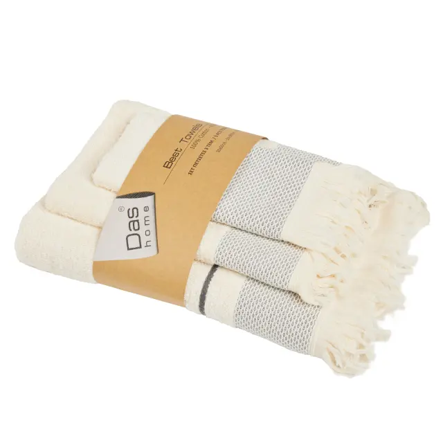 Πετσέτες Σετ 3Τεμ 30x50-50x90-70x140 450gsm Best Das Home 0840 Ivory 100% βαμβακερό 2