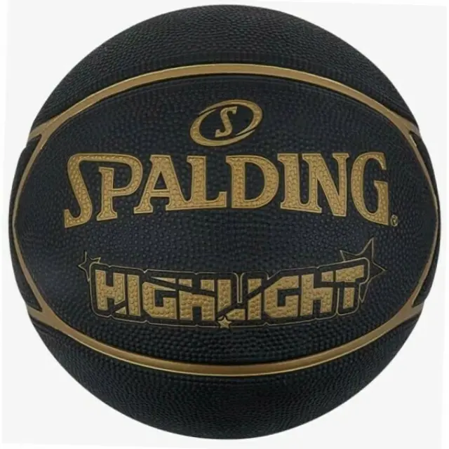 Spalding Μπάλα Μπάσκετ Highlight Black/Gold Size 7 - Rubber Basketball Outdoor - 7 2