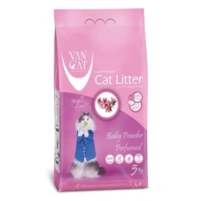 Άμμος Van Cat Clumping με άρωμα Πούδρας (χοντρή άμμος) 5kg