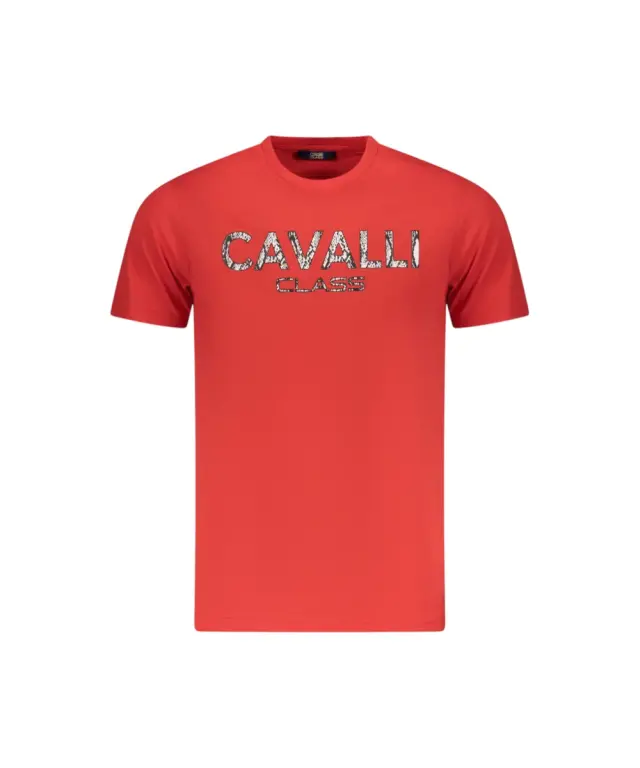 Cavalli Class - Ανδρική Μπλούζα T-Shirt Κοντομάνικη Regular Fit TXT61GJD060-02000 Κόκκινο