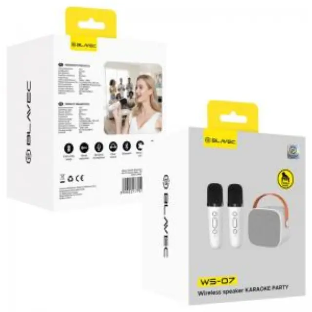 Φορητό Ηχείο Bluetooth Blavec WS-07 Karaoke Party με 2 Μικρόφωνα 5W Λευκό N71053 3