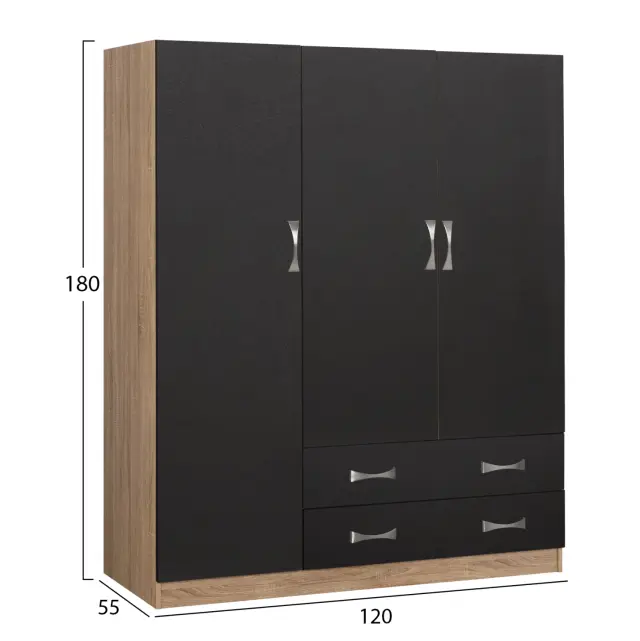 ΝΤΟΥΛΑΠΑ 3ΦΥΛΛΗ FB9384.04 ΜΕ ΔΥΟ ΣΥΡΤΑΡΙΑ SONAMA ΓΚΡΙ 150X55Χ180Υεκ. 2
