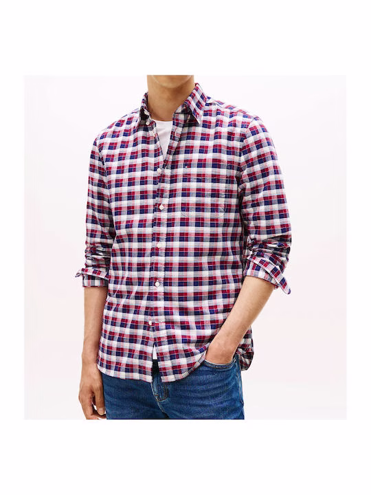Tommy Hilfiger Σκούρο Μπλέ Πουκάμισο Με Κόκκινες Και Λευκές Λεπτομέρειες Μπλε Σκούρο