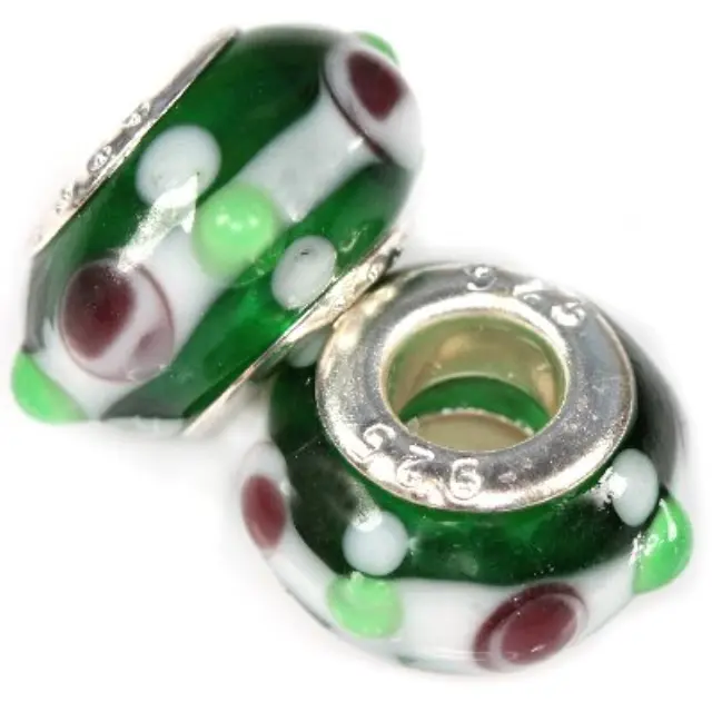 Χάντρα Modular Amethyst Insets on Green 9x14mm - 5τεμ