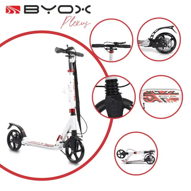 Byox Plexus Scooter Αναδιπλούμενο Πατίνι Αλουμινίου Ανάρτηση Δισκόφρενο - White