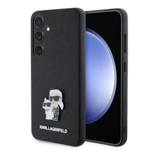 Karl Lagerfeld PU Saffiano Metal Karl and Choupette Case for Samsung Galaxy S24 Black