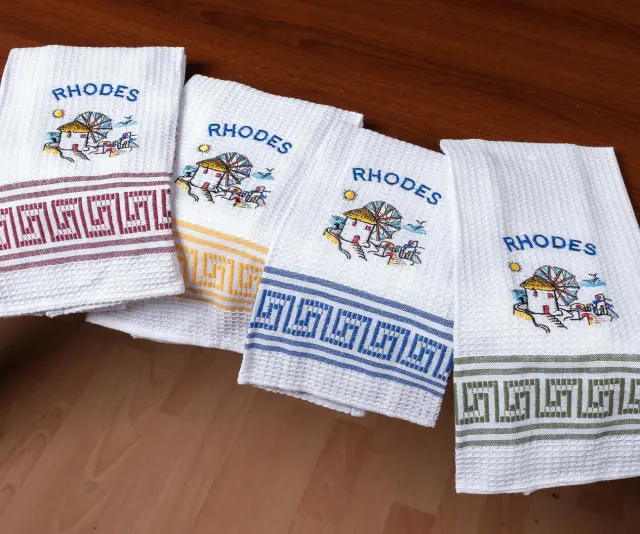 Σετ 12 τεμαχίων ποτηρόπανα (45cm x 65cm) ανεμόμυλος RHODES - -