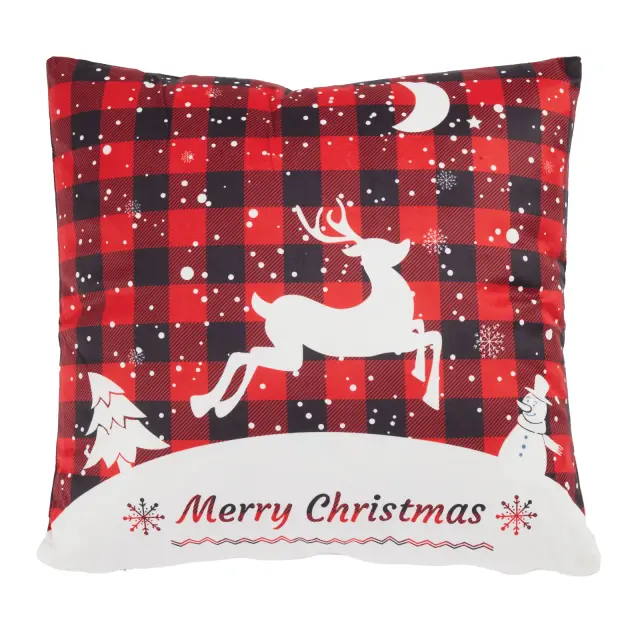 Διακοσμητικό Μαξιλάρι 45x45 Με Γέμιση Xmas Das Home 0853 Red-Black 100% Πολυέστερ