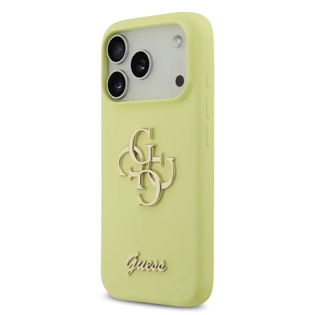 Guess Liquid Silicone 4G Metal Logo Case for iPhone 17 Pro Yellow 2