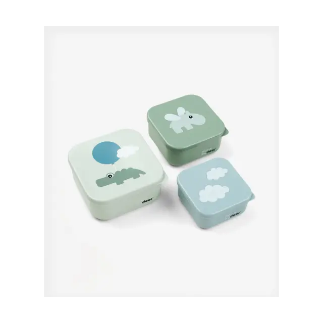 Σετ 3 Τεμαχίων Snack Box Done by Deer Happy Clouds Green 240ml 370ml 540ml BR77642