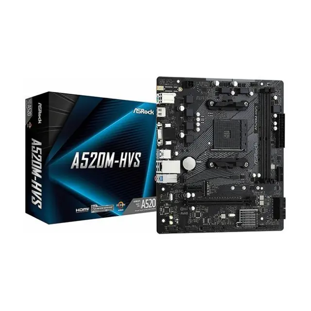 ASRock Motherboard A520M-HVS AM4 (90-MXBE60-A0UAYZ)