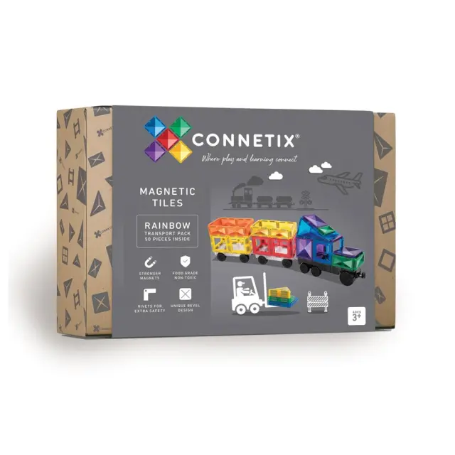 Connetix - Transport Pack - Rainbow - 50 Pieces (CT-R-00050-TR) - Toys