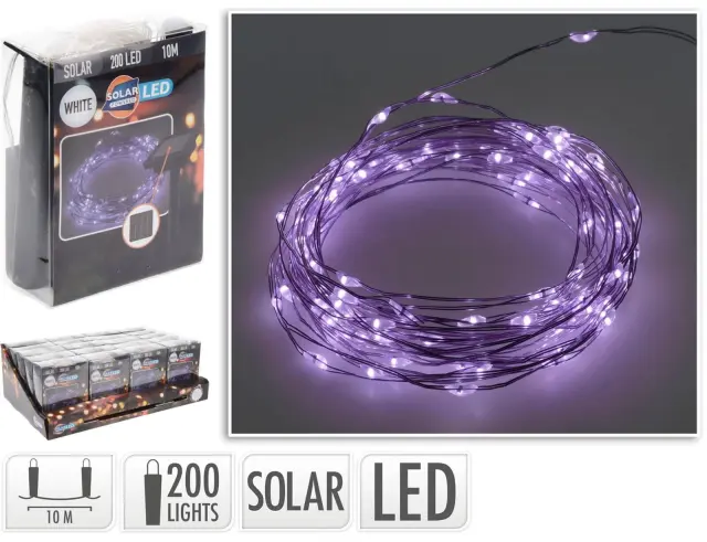 Deco 200 Ηλιακά Φωτάκια MicroLED - 10 Μέτρα + 2 Μέτρα σύνδεσης, Ασημί συρμάτινο καλώδιο - Ψυχρό Λευκό CZ6540120