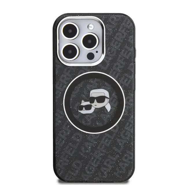 Karl Lagerfeld IML K&CH Heads Repeated Logo MagSafe Case for iPhone 15 Pro Max Black 3