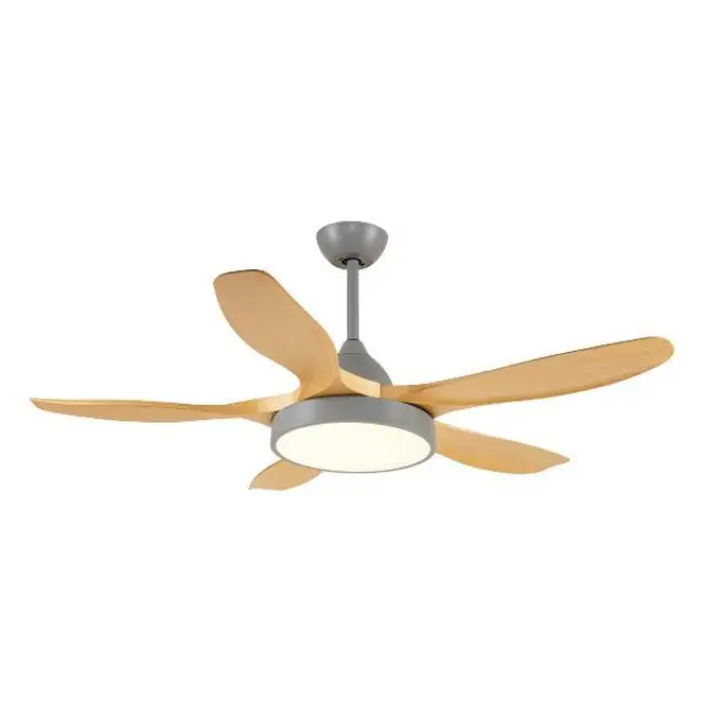 Ανεμιστήρας Οροφής Γκρι και Ξύλο Φ137 55W DC LED 32W 6 Ταχύτητες Τηλεχειριστήριο & Χρονοδιακόπτης Γκρί