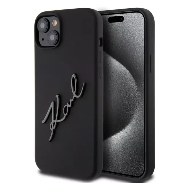 Karl Lagerfeld iPhone 15 Plus/14 Plus Case Signature Silicone Black