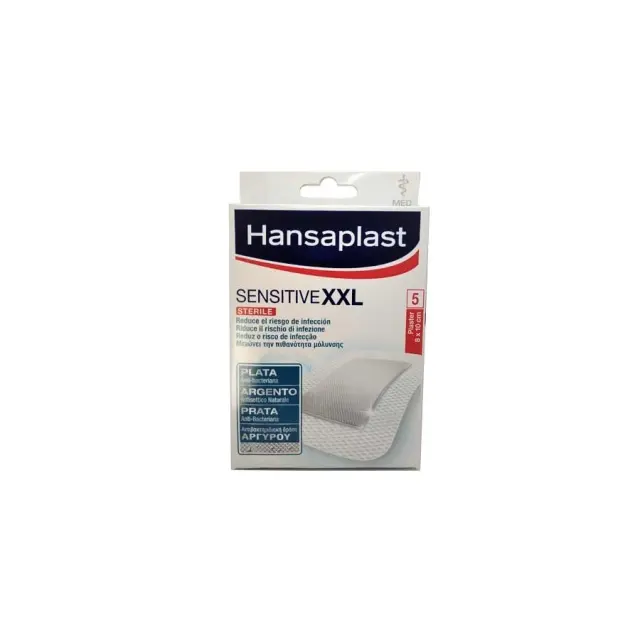 Hansaplast Sensitive Silver XXL 8 x 10cm 5Strips