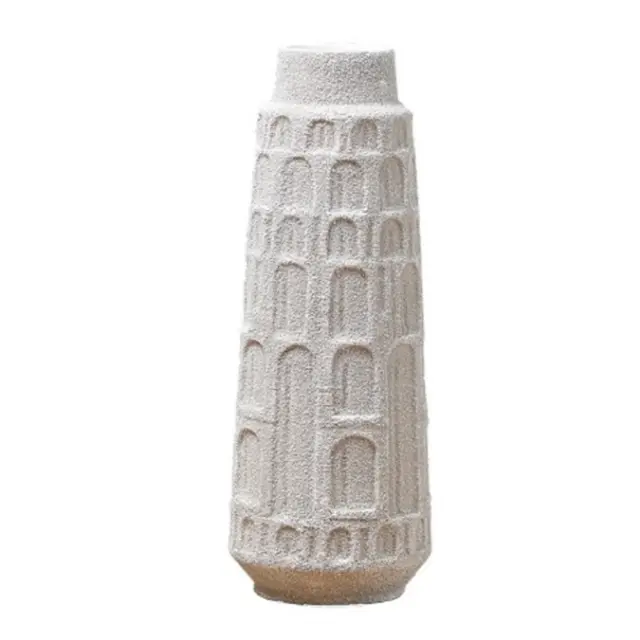 Βάζο ανάγλυφο λευκό πολυρεζίν s 13x13x33,5cm Espiel FIK208
