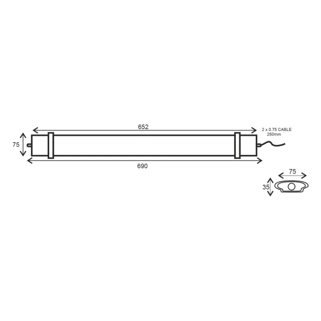 TETE ΓΡΑΜΜΙΚΟ ΦΩΤΙΣΤΙΚΟ LED 30W 652mm 6500K 2750LM IP66 230VAC Ra80 / TETE3065 2