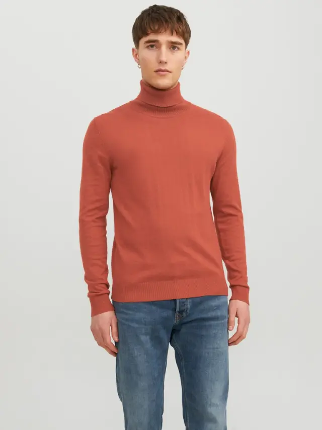 JJEEMIL KNIT ROLL NECK NOOS Dark Grey Melange