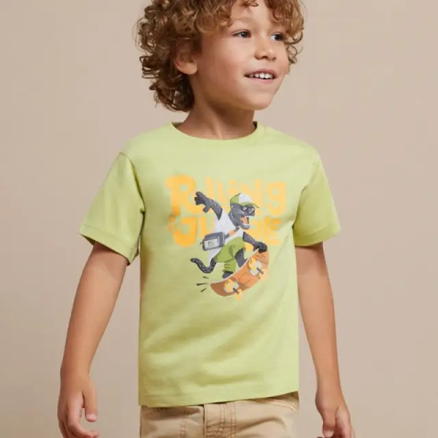 Mini 2 έως 10 ετών Μπλούζα σταμπωτή Better Cotton αλόη - 8Ε