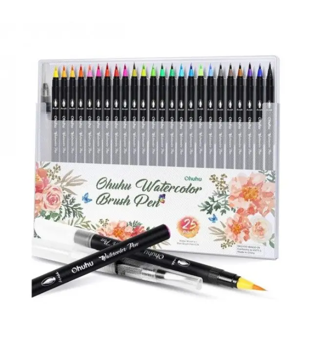 Μαρκαδόροι Ohuhu Watercolor Brush Pen με Μύτη Πινέλου Σετ 25 Χρώματα
