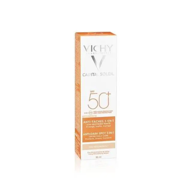 Vichy Capital Soleil Anti-Dark Spot Tinted 3-in-1 SPF50+ Αντηλιακή Κρέμα Προσώπου με Χρώμα κατά των Κηλίδων, 50ml