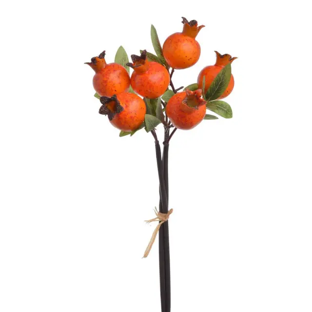 Κλαδί με ρόδια τεχνητό φυτό, 33cm, πορτοκαλί