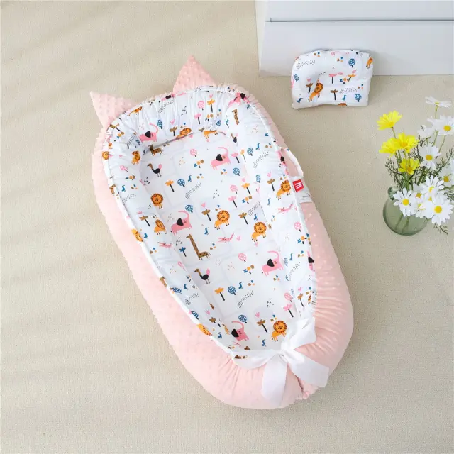 Βρεφική Φωλιά 53x88 Με Μαξιλάρι 18x23 Beauty Home Art 5345 Ροζ 100% βαμβακερό 2