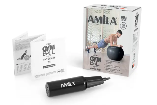 Μπάλα γυμναστικής AMILA GYMBALL 75cm Γκρι (95867) 2