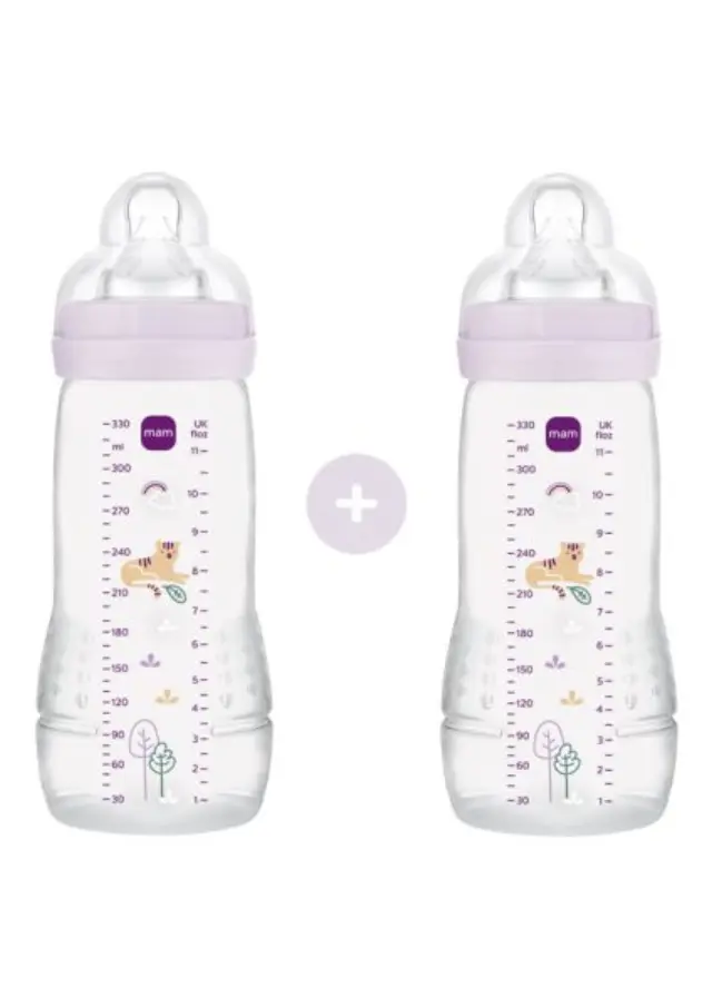 MAM Easy Active Baby Bottle Σετ 2 Μπιμπερό Θηλή σιλικόνης (365SG) 4+Μηνών 330ml Ροζ 2 τμχ