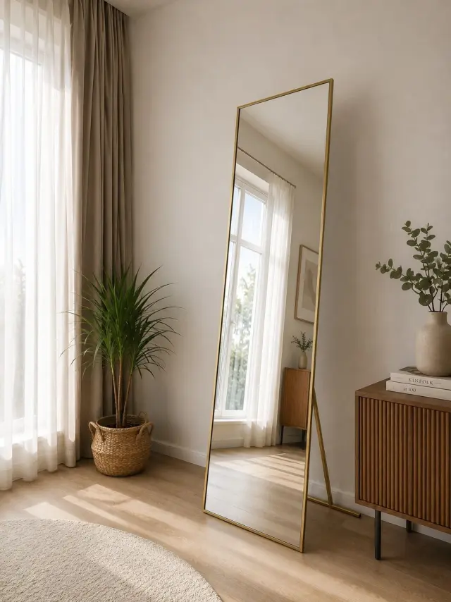 Stewehome Καθρέφτης ορθογώνιος χρυσός για τοίχο 180x50 cm 3