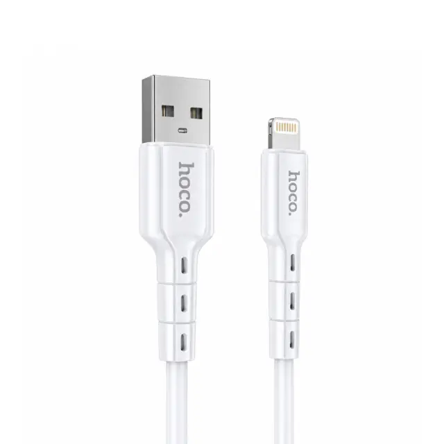 Καλώδιο σύνδεσης Hoco. DU01 Novel USB σε Lightning 2.4A για Φόρτιση και Μεταφορά Δεδομένων Λευκό 1m
