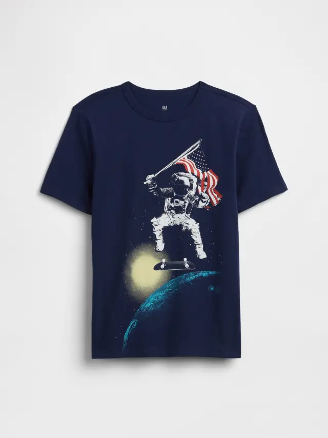 Παιδική Κοντομάνικη Μπλούζα με Σχέδια NEW NAVY