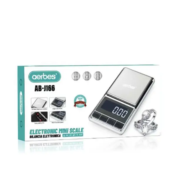 Aerbes Ηλεκτρονική Μίνι Ζυγαριά 200g/0.01g 11.5x6.3x1.9cm Γκρι AB-J166