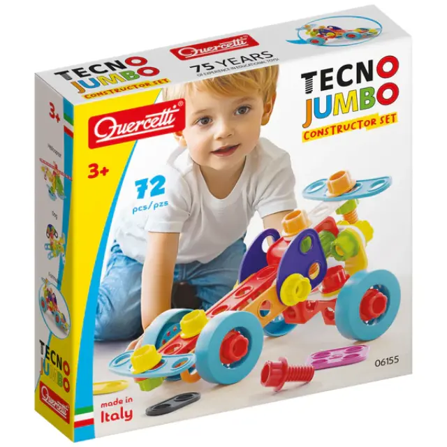Quercetti Παιχνίδι Κατασκευών Tecno Jumbo Constructor Set 72τμχ (3+ ετών) 06155