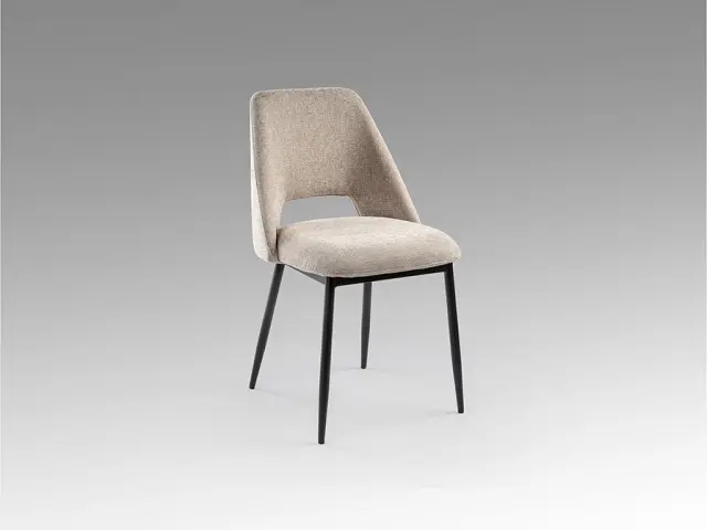 Rita Καρέκλα Τραπεζαρίας Beige Με Μαύρα Μεταλλικά Πόδια Μαύρο Μπεζ 2