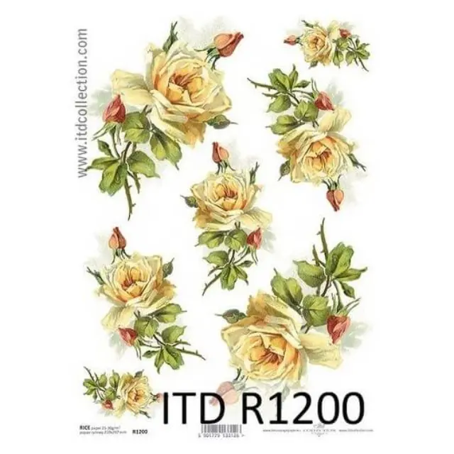 Ριζόχαρτο ITD 21x29cm, Κίτρινα τριαντάφυλλα, R1200