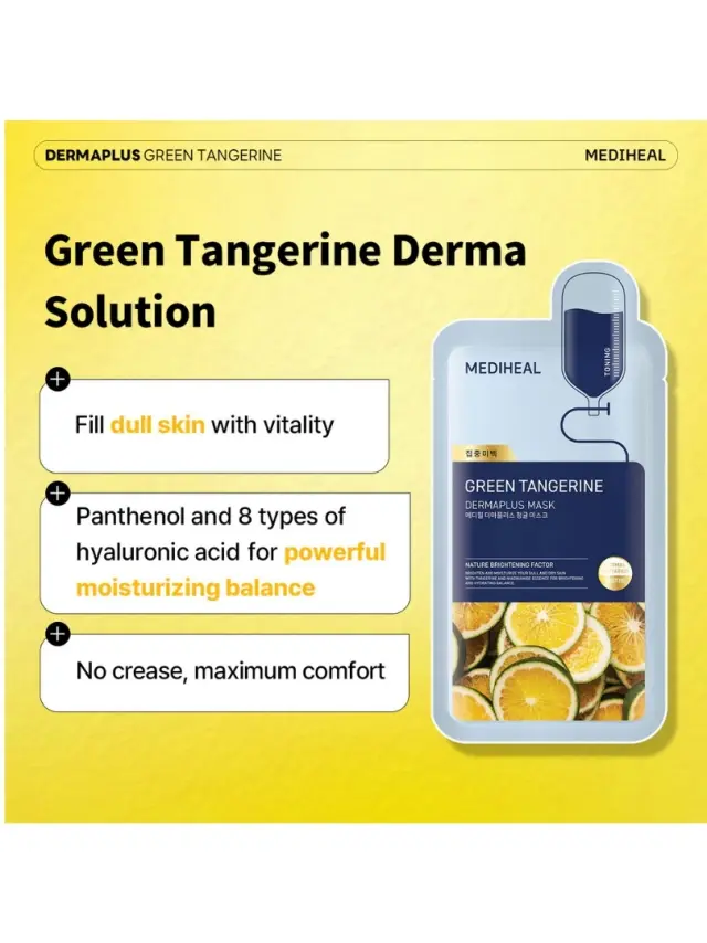 Mediheal Dermaplus Green Tangerine Mask - Μάσκα με Πράσινο Μανταρίνι για ενυδάτωση και ομοιόμορφο τόνο 3