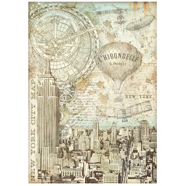 Ριζόχαρτο Stamperia 21x29cm, Sir Vagabond Aviator, New York city map