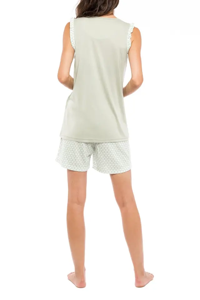 S1116 - Type - PYJAMA SHORTS GREEN GEOMETRIC - S 3