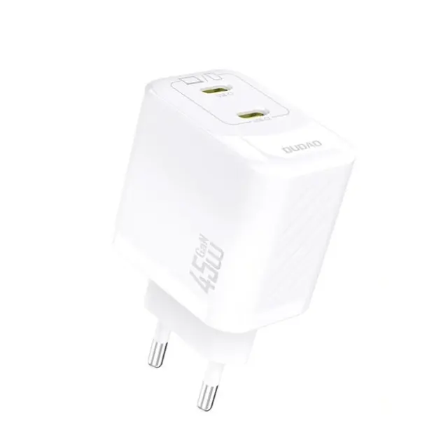 Dudao Φορτιστής A28PEU PD 45W GaN 2x USB-C White