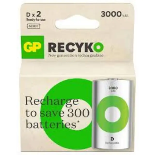GP ReCyko 3000mAh rechargeable batteries D/R20 Ni-MH (GPB20981) GP BATTERIES