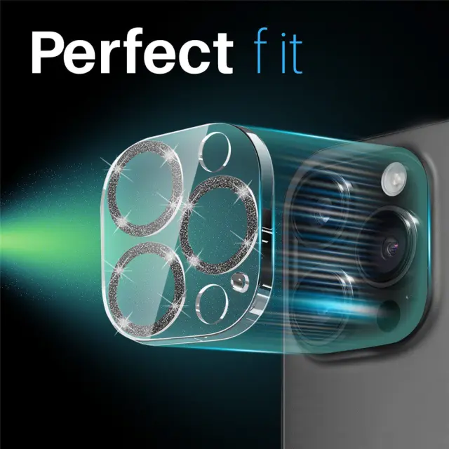 Full Cover Camera Protection για iPhone 16 Pro/16 Pro Max-Black Glitter OEM 2