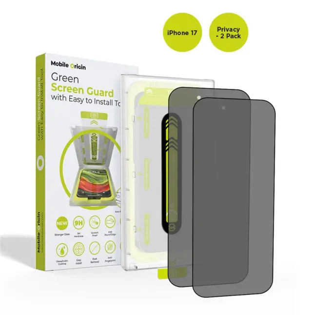 Mobile Origin Screen Guard Privacy with easy applicator, 2 pack - iPhone 17