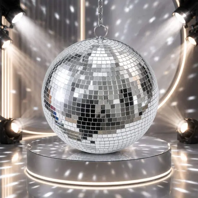 LIGHT4ME MBM 40 silver mirror disco ball 40 cm 1.5 rpm rotating motor hanging chain stage decoration 3